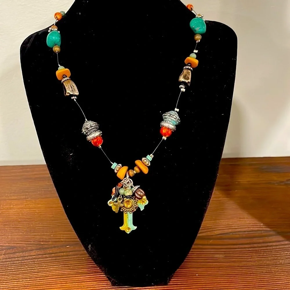 Treska Beaded Cross Necklace